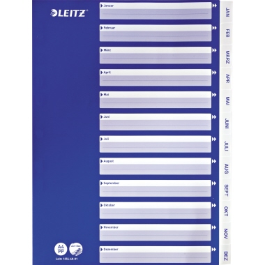 Leitz Plastikregister Jan-Dez 12546001 A4 PP ws