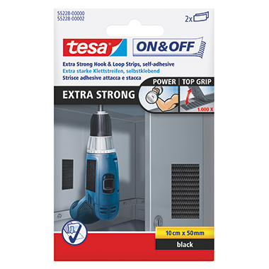 tesa Klettstreifen On & Off 55228-00000 schwarz 2 St./Pack.