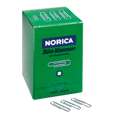 NORICA Büroklammer 2220 32mm Metall glanzverzinkt 1.000 St./Pack.