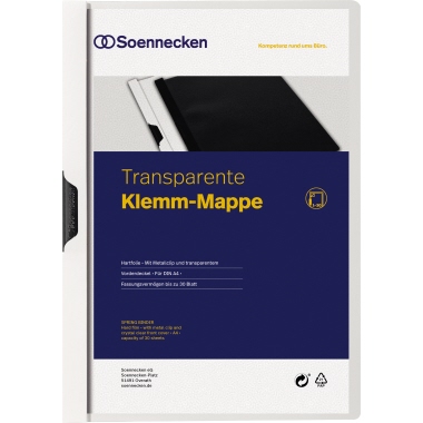 Soennecken Klemmmappe 3314 DIN A4 bis 30Blatt PVC weiß