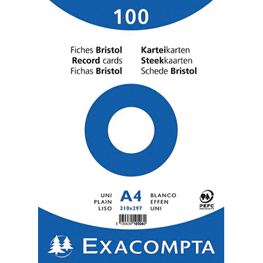 Exacompta Karteikarte 10506E DIN A4 blanko weiß 100 St./Pack.