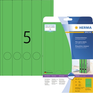 HERMA Ordneretiketten 5134 DIN A4 38x297mm grün 100 St./Pack