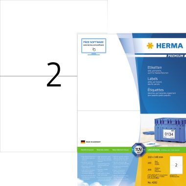 HERMA Etikett PREMIUM 4282 210x148,5mm weiß 200 St./Pack.