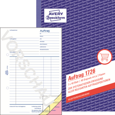 Avery Zweckform Auftragsformular 1726 DIN A5 3x40Blatt