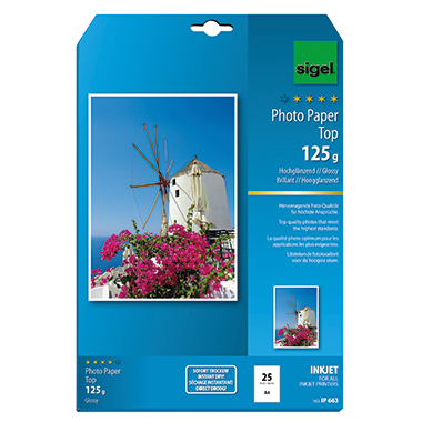 SIGEL Fotopapier IP663 DIN A4 125g hochweiß 25 Bl./Pack.