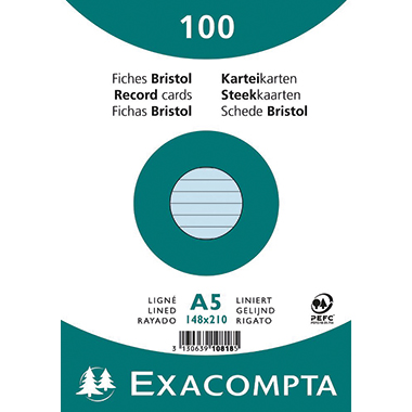 Exacompta Karteikarte 10818SE DIN A5 liniert blau 100 St./Pack.