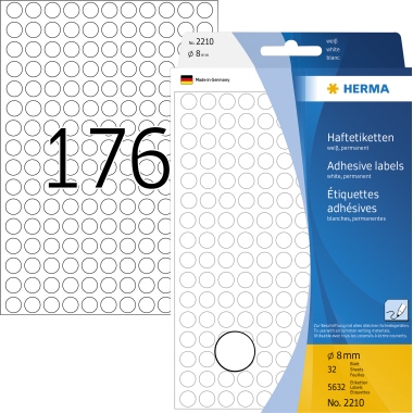 HERMA Markierungspunkt 2210 8mm Papier weiß 5.632 St./Pack.