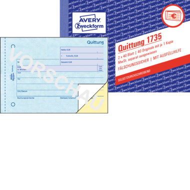 Avery Zweckform Quittung 1735 DIN A6 quer 2x40Blatt