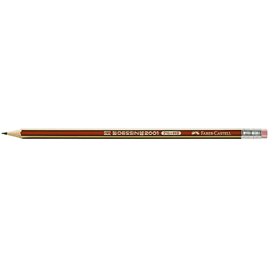 Faber-Castell Bleistift DESSIN 2001 112100 HB rot/gold +Radierer