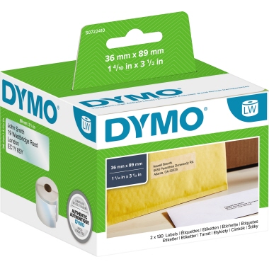 DYMO Adressetikett S0722410 36x89mm transparent 260 St./Rl.