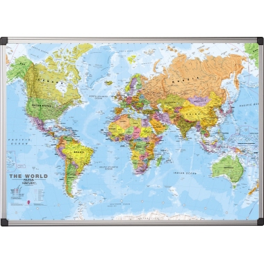 Bi-office Magnettafel MAP0100802 Weltkarte 120x90cm