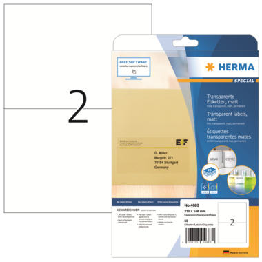 HERMA Etikett 4683 210x148mm Folie tr 50 St./Pack.