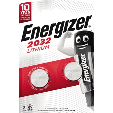 Energizer Knopfzelle CR 2032 E301021402 Lithium 2 St./Pack.