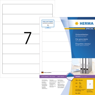 HERMA Ordneretikett 4283 kurz/schmal sk weiß 700 St./Pack.