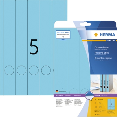 HERMA Ordneretiketten 5133 DIN A4 38x297mm blau 100 St./Pack