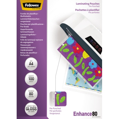 Fellowes Laminierfolie Enhance 80 5452502 DIN A4 tr 100 St./Pack.