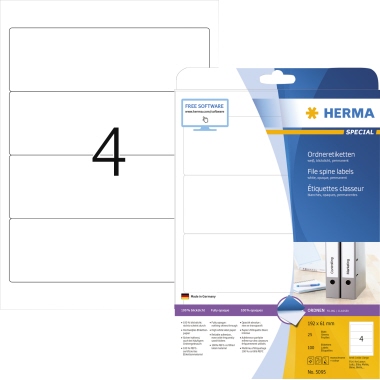 HERMA Ordneretikett 5095 192x61mm sk weiß 100 St./Pack.