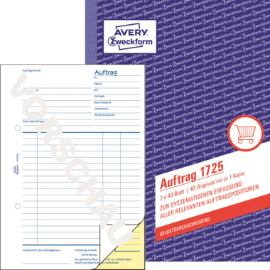 Avery Zweckform Auftragsformular 1725 DIN A5 2x40Blatt