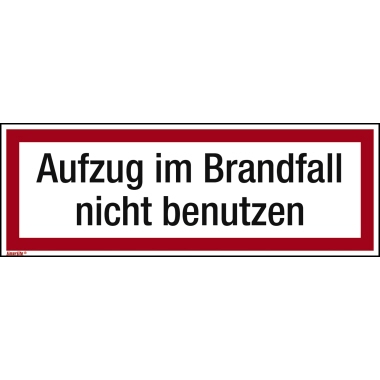 Hinweisschild Aufzug im Brandfall 297x105mm Folie