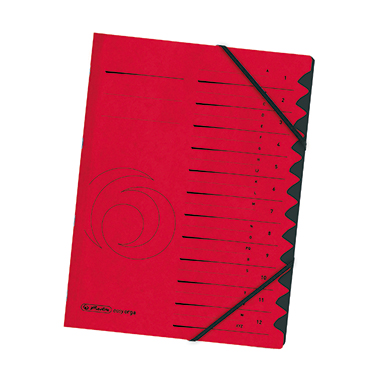 Herlitz Ordnungsmappe 10843324 DIN A4 12 Fächer Karton rot