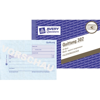 Avery Zweckform Quittung 302 DIN A6 quer 50Blatt