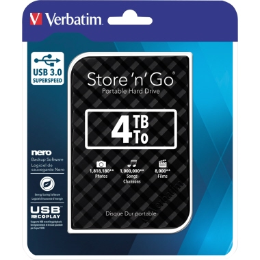 Verbatim Festplatte Store n Go 53223 USB 3.0 4TB schwarz