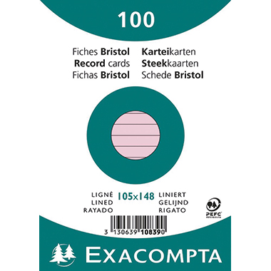 Exacompta Karteikarte 10839SE DIN A6 liniert rosa 100 St./Pack.