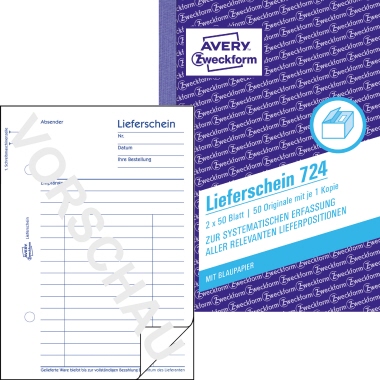 Avery Zweckform Lieferschein 724 DIN A6 2x50Blatt