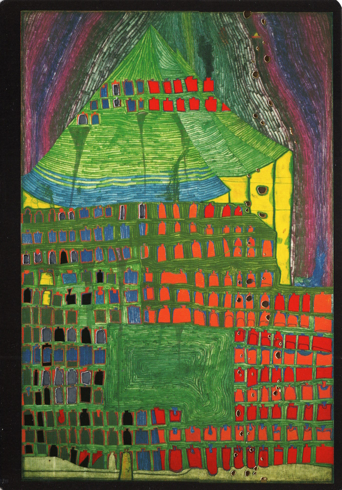 Kunstkarte Hundertwasser "Die tausend Fenster"