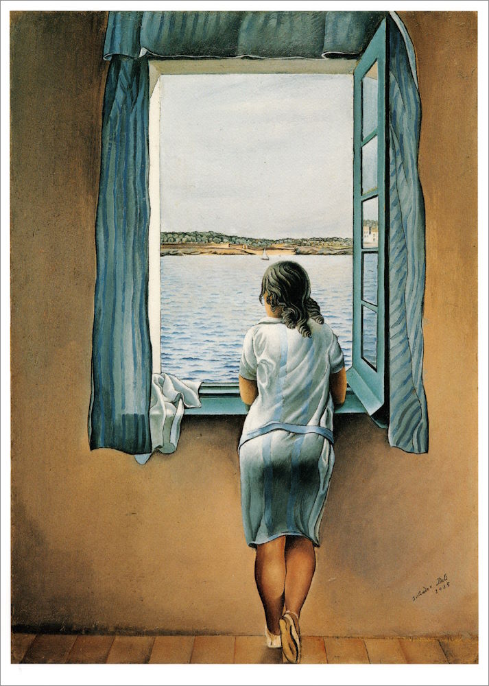 Kunstkarte Salvador Dalí "Frau am Fenster"