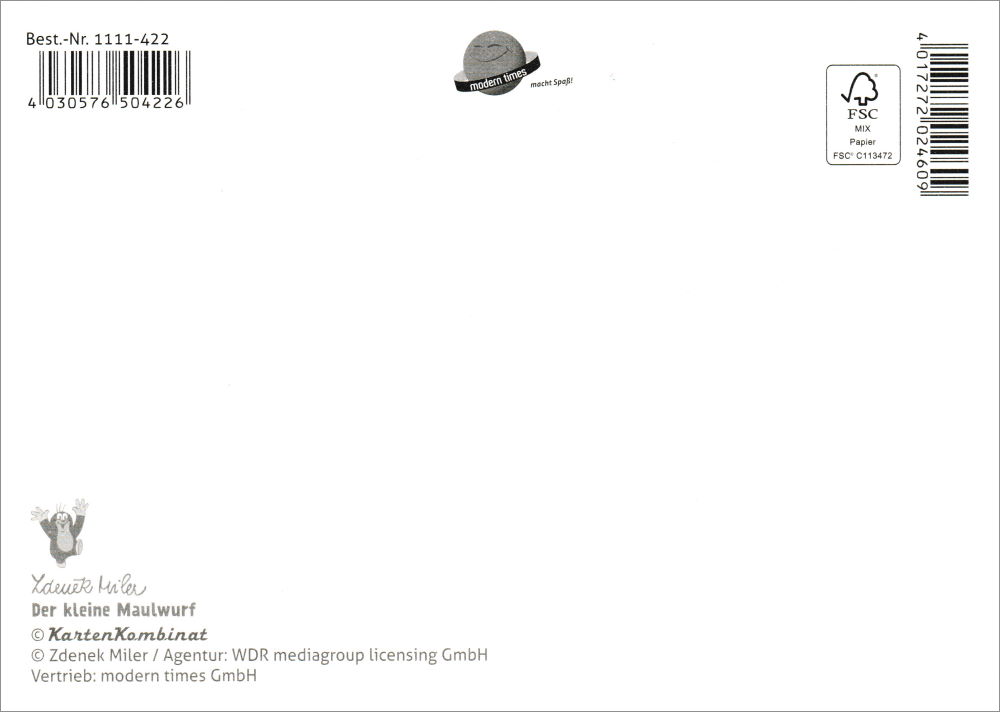 Postkarte "Der kleine Maulwurf und Mond mit Geige"