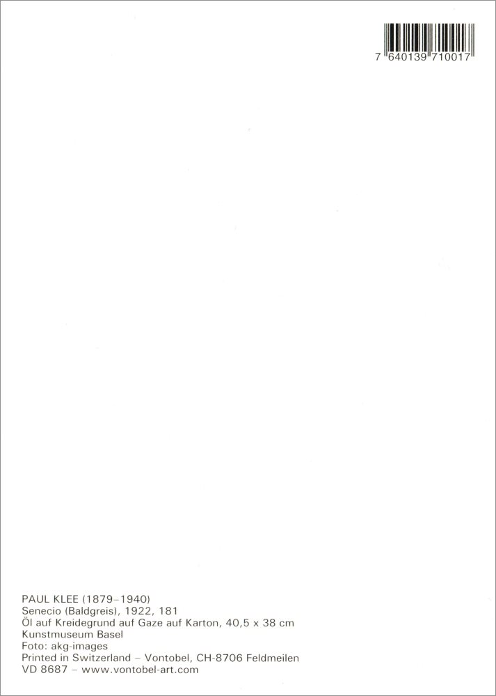 Kunstkarte Paul Klee "Senecio (Baldgreis)"
