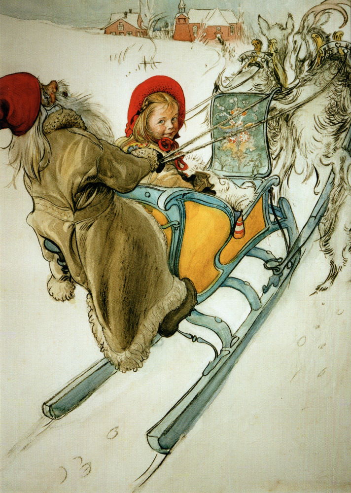 Kunstkarte Carl Larsson "Kerstis Schlittenfahrt"