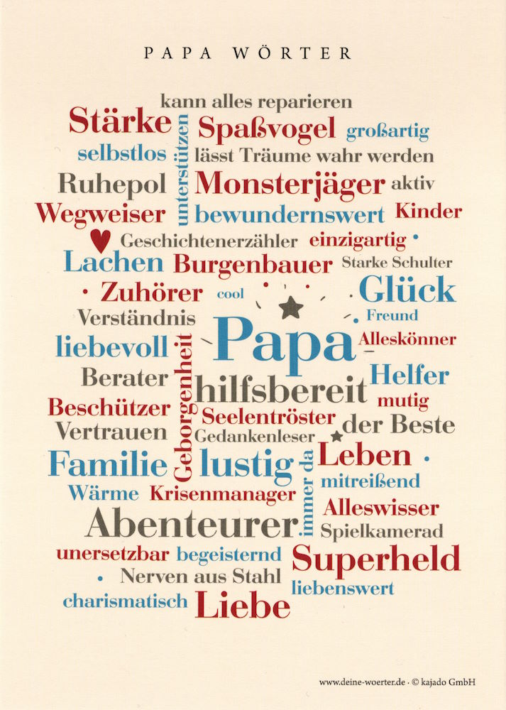 Postkarte "Papa-Wörter" Postkarte "Papa-Wörter"