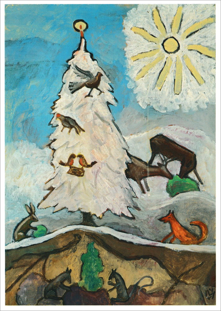 Kunstkarte Gabriele Münter "Weihnachtsbaum der Tiere"