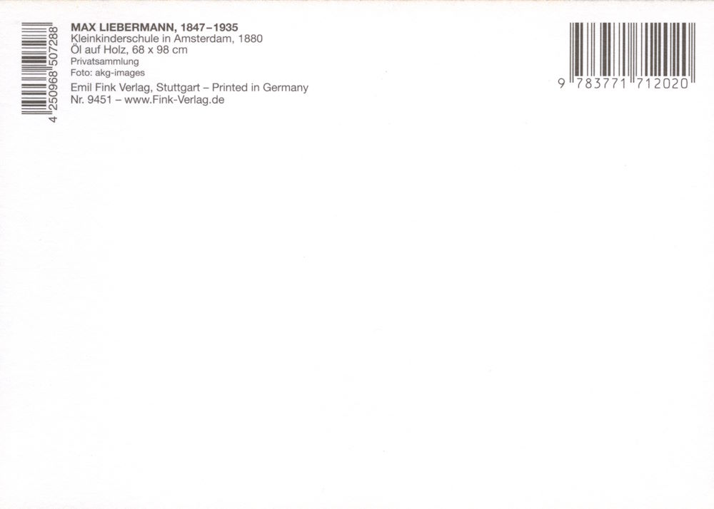Kunstkarte Max Liebermann "Kleinkinderschule" (Rückseite)