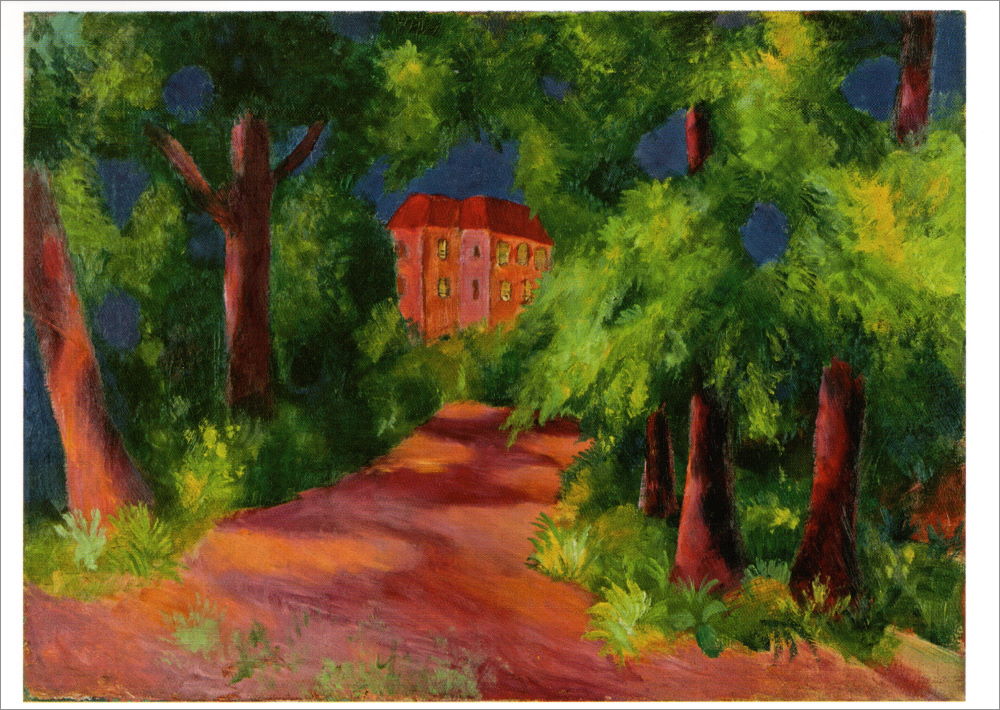 Kunstkarte August Macke "Rotes Haus im Park" Kunstkarte August Macke "Rotes Haus im Park"