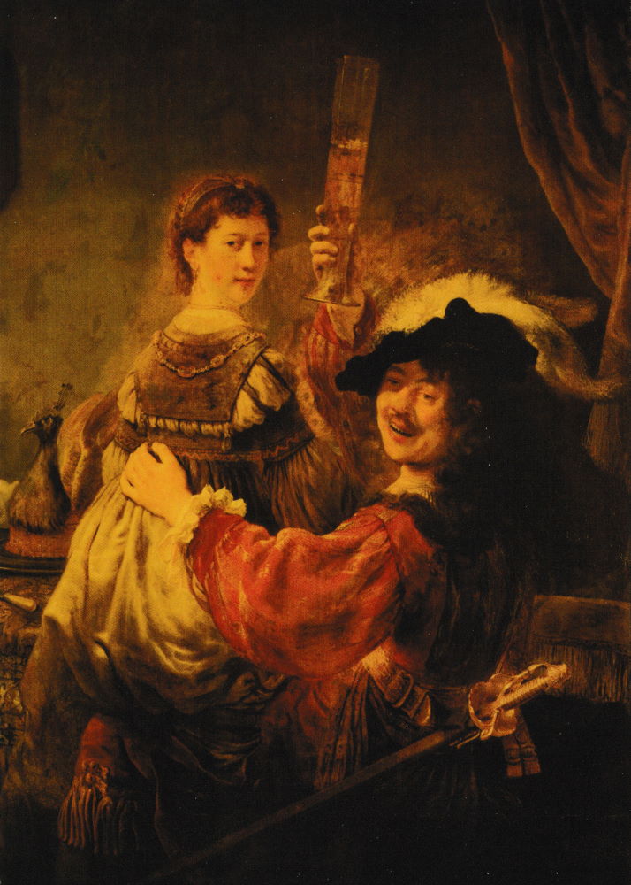 Kunstkarte Rembrandt van Rijn "Selbstbildnis mit Saskia" Kunstkarte Rembrandt "Selbstbildnis mit Saskia"