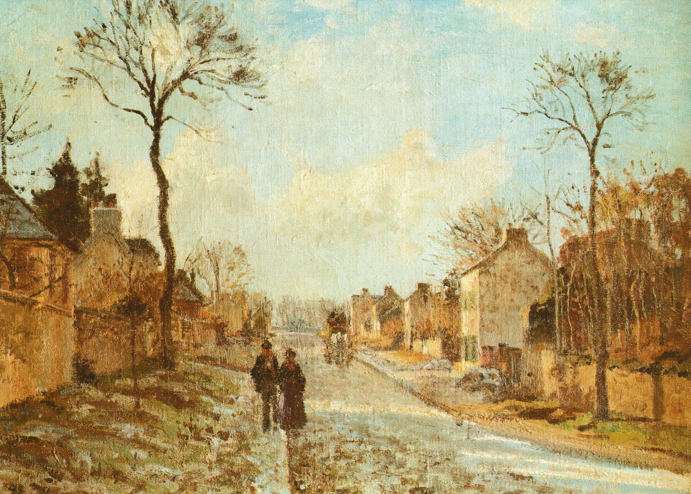 Kunstkarte Camille Pissarro "Winterliche Straße in Louvecienne" Kunstkarte Camille Pissarro "Winterliche Straße in Louvecienne"