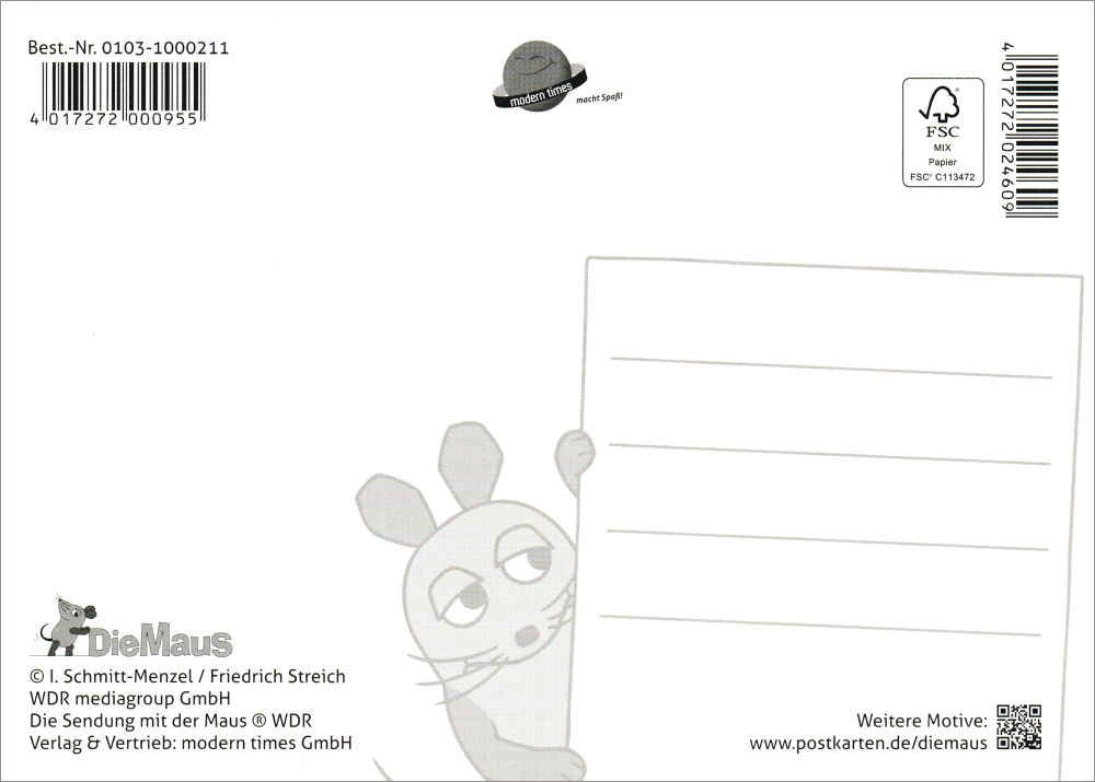 Postkarte "Sendung mit der Maus: Strand" (Rückseite)