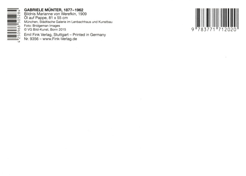 Kunstkarte Gabriele Münter "Bildnis Marianne von Werefkin" (Rückseite)