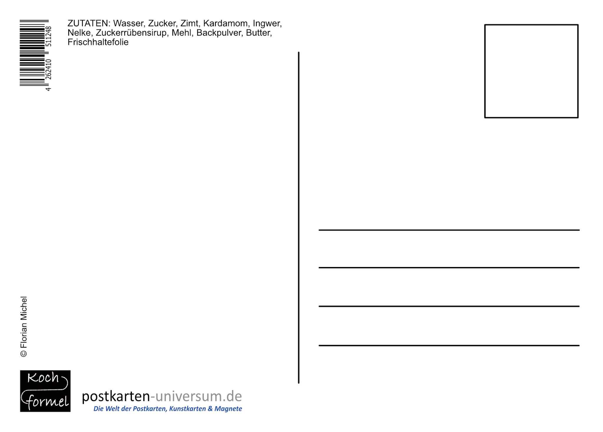 Rezept-Postkarte "Weihnachtsgebäck: Pfefferkuchen"