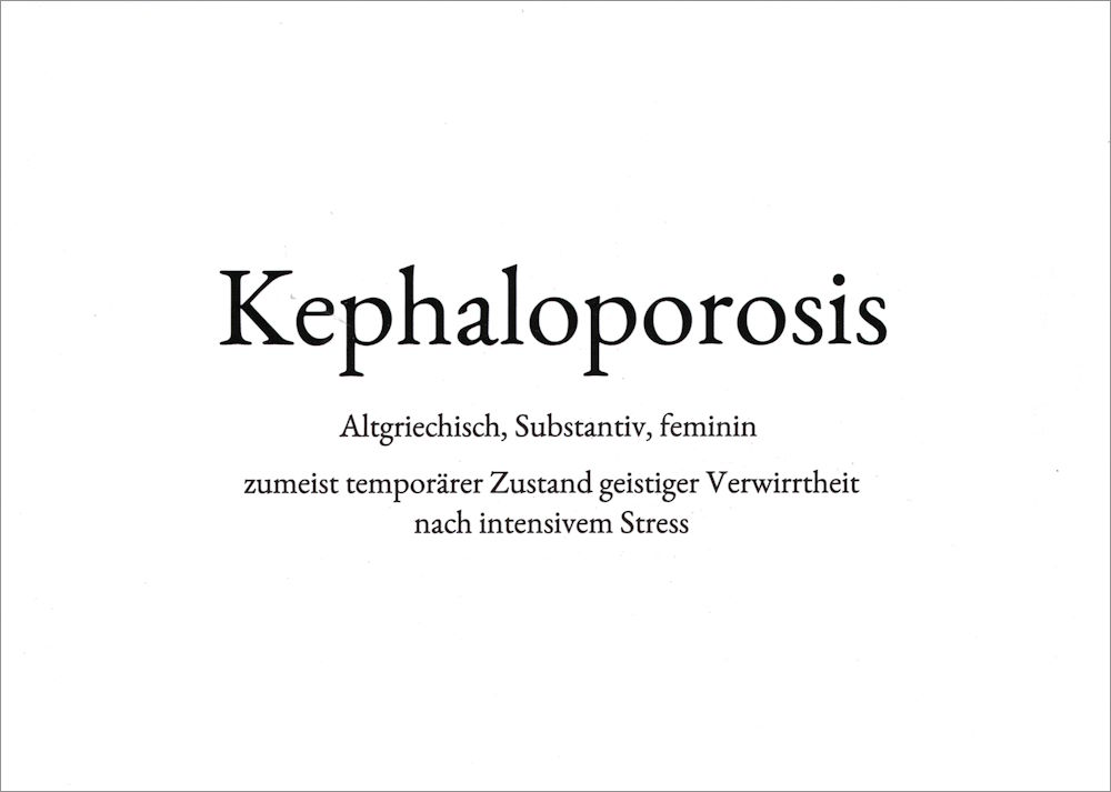 Wortschatz-Postkarte "Kephaloporosis"
