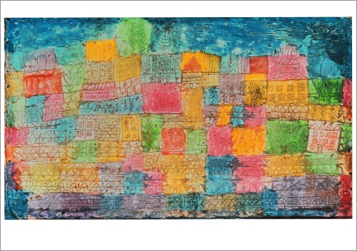 Kunstkarte Paul Klee "Bunte Landschaft"