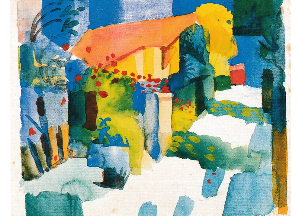 Kunstkarte August Macke "Haus im Garten"