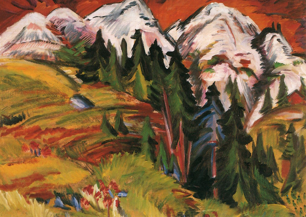 Kunstkarte Ernst Ludwig Kirchner "Landschaft auf der Staffelalp"