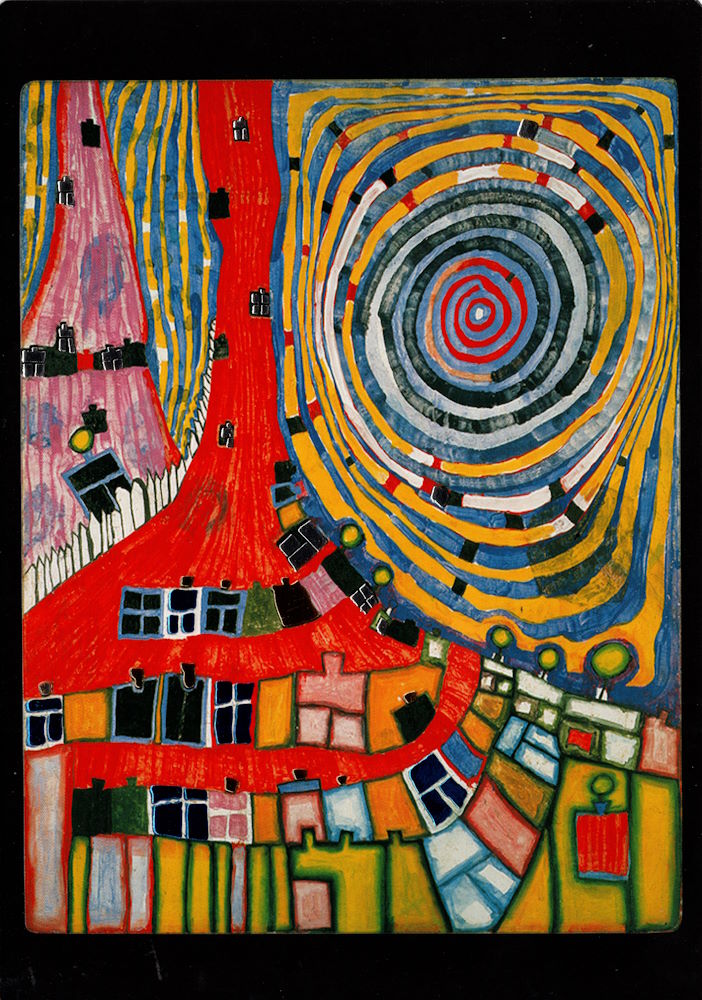 Kunstkarte Hundertwasser "Mountain Climbing Windows" Kunstkarte Hundertwasser "Mountain Climbing Windows"