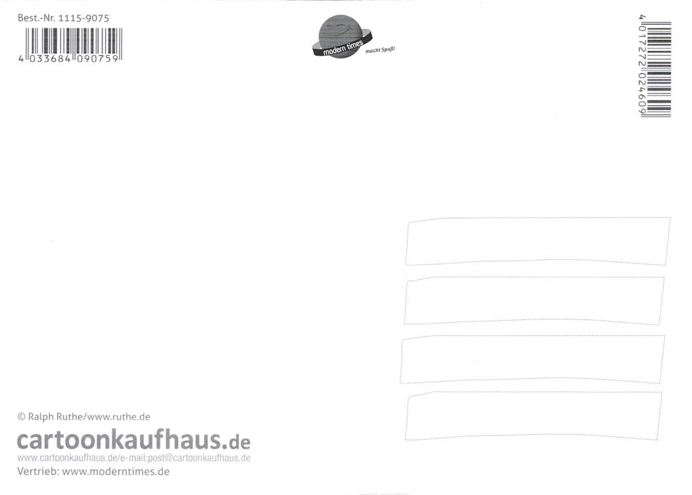 Postkarte Ralph Ruthe "Familie Zebra gefällt das." (Rückseite)