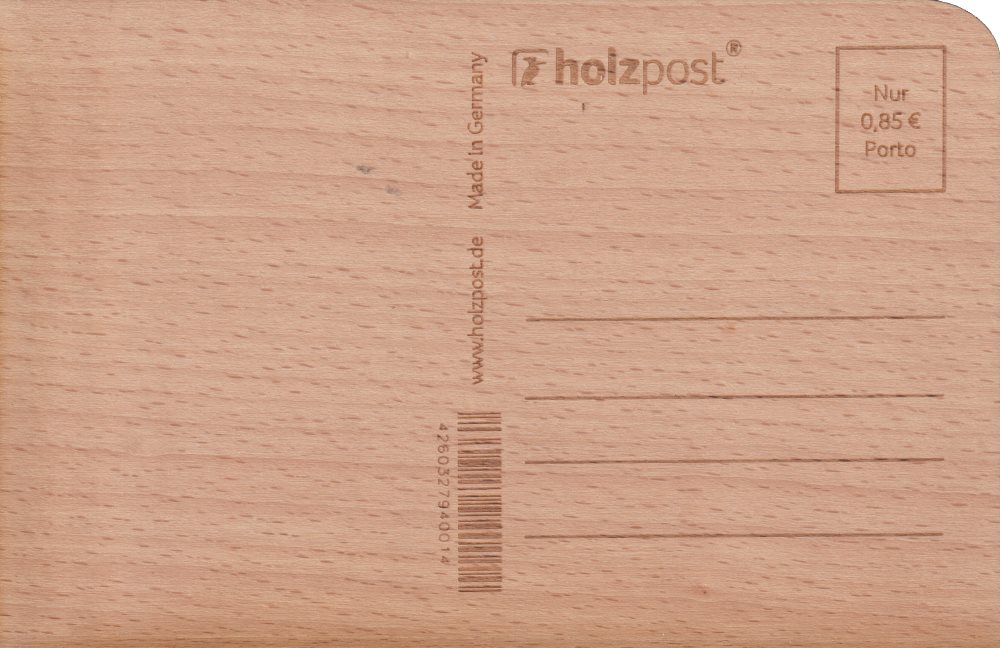 Holzpostkarte "Sei wie Du bist. Irgendwann kommt es sowieso raus." (Rückseite)