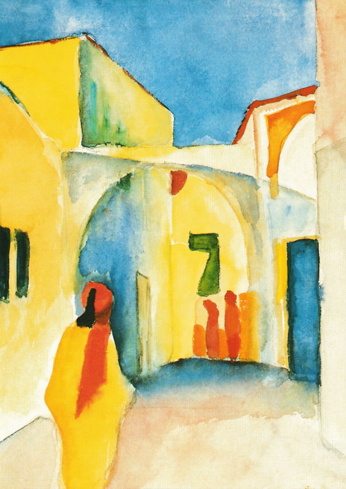 Kunstkarte August Macke "Blick in eine Gasse in Tunis"